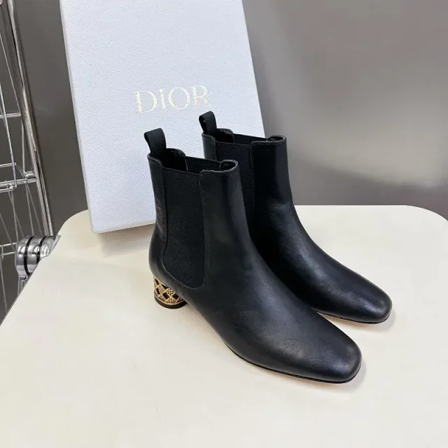 Dior Boots Ankle with Gold-Tone Cannage Block Heel product detail image 8
