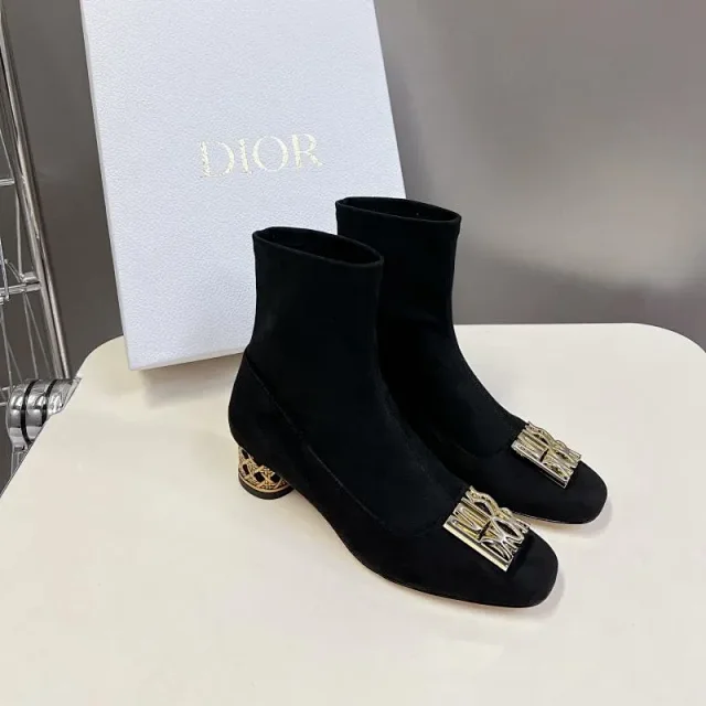 Dior Boots Ankle with Gold-Tone Cannage Block Heel product detail image 15