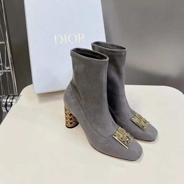 Dior Boots Ankle with Gold-Tone Cannage Block Heel product detail image 14