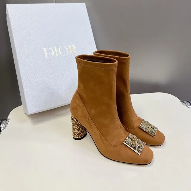 Dior Boots Ankle with Gold-Tone Cannage Block Heel product detail image 13