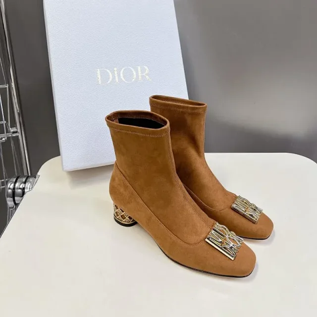 Dior Boots Ankle with Gold-Tone Cannage Block Heel product detail image 16