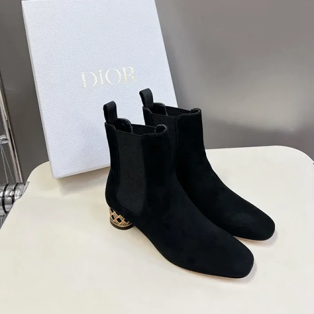 Dior Boots Ankle with Gold-Tone Cannage Block Heel product detail image 9