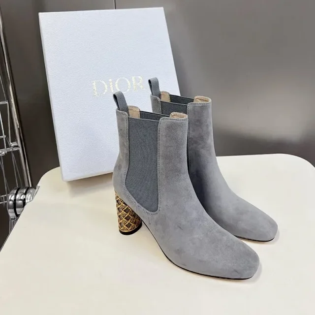 Dior Boots Ankle with Gold-Tone Cannage Block Heel product detail image 7