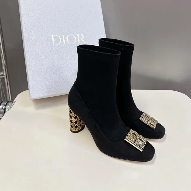 Dior Boots Ankle with Gold-Tone Cannage Block Heel product detail image 12