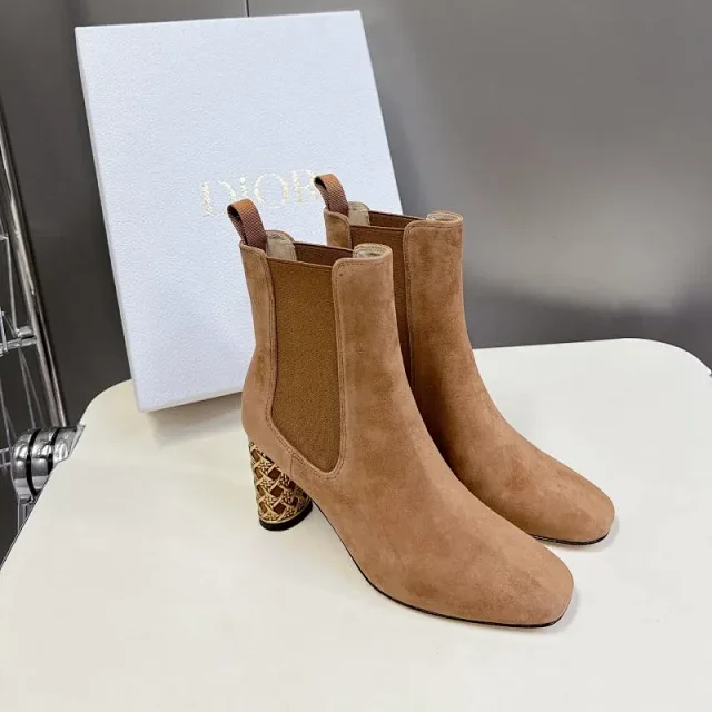 Dior Boots Ankle with Gold-Tone Cannage Block Heel product detail image 6