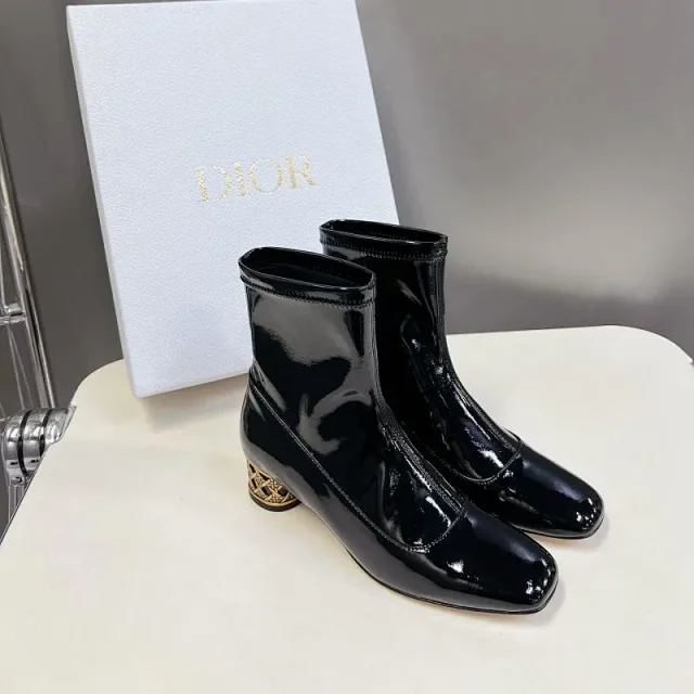 Dior Boots Ankle with Gold-Tone Cannage Block Heel product detail image 2