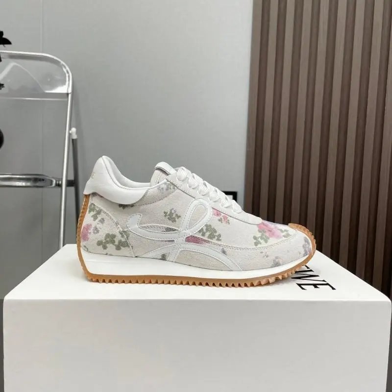 Loewe Flamenco Sneakers Floral Print White Beige Sneakers