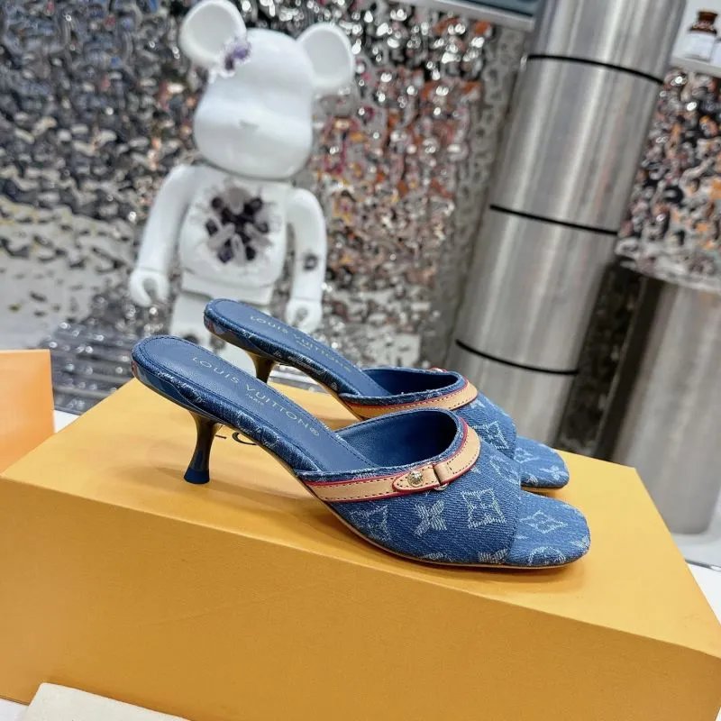 Louis Vuitton Denim Monogram Mule Sandals Blue