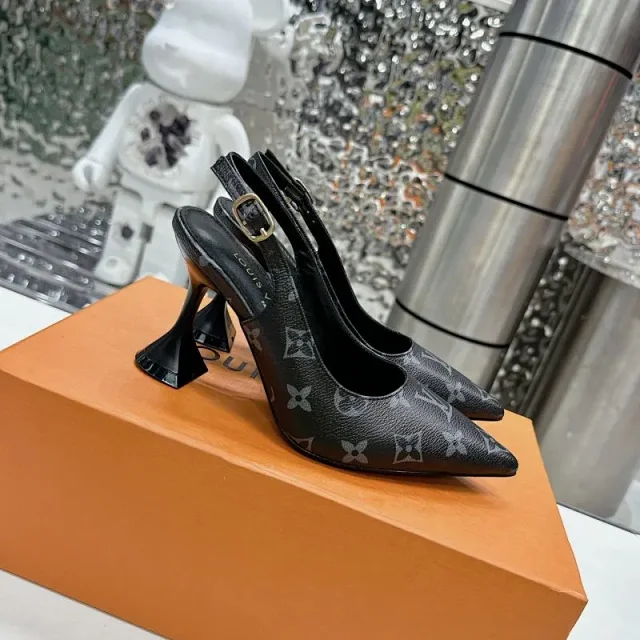Louis Vuitton High Heels Pointed-Toe Monogram High-Heel Mules and Slingbacks product detail image 5