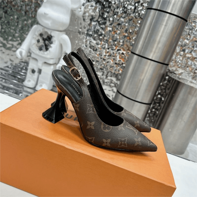 Louis Vuitton Monogram Brown Pointed Heel Pumps