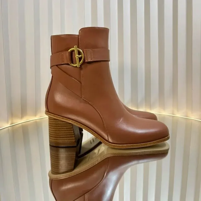 Unbranded Boots Suede Ankle with Gold-Tone Buckle and Block Heel product detail image 5