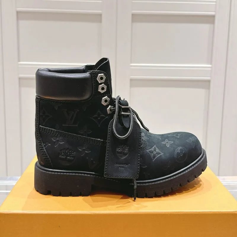 Louis Vuitton Boots Monogram lace-up work with Timberland tree-logo detailing — 4