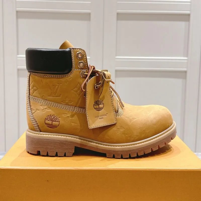 Louis Vuitton Boots Monogram lace-up work with Timberland tree-logo detailing — 5