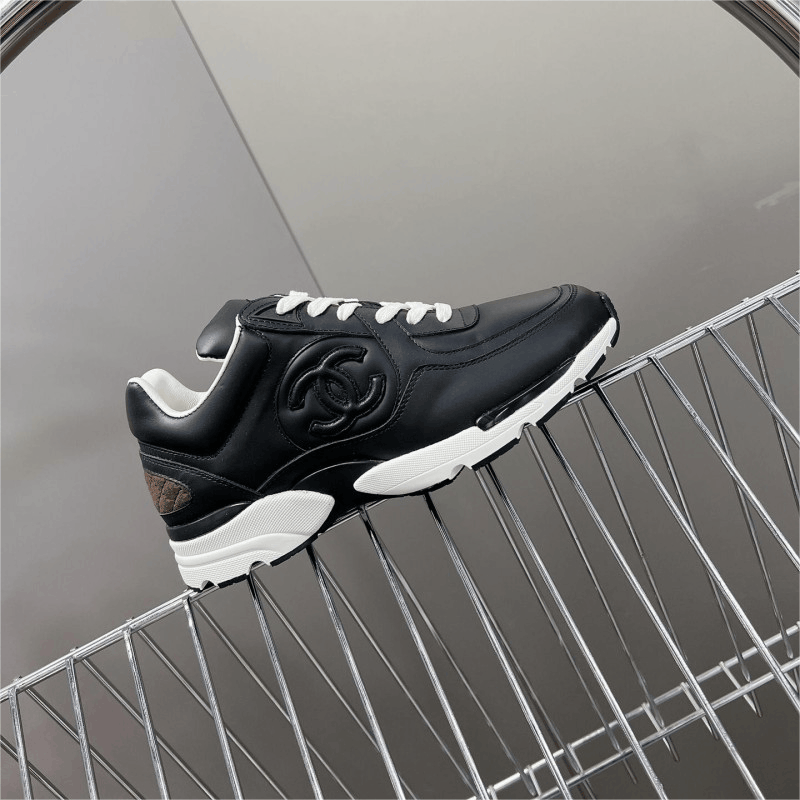 Chanel Sneaker Black Leather Fashion Shoes