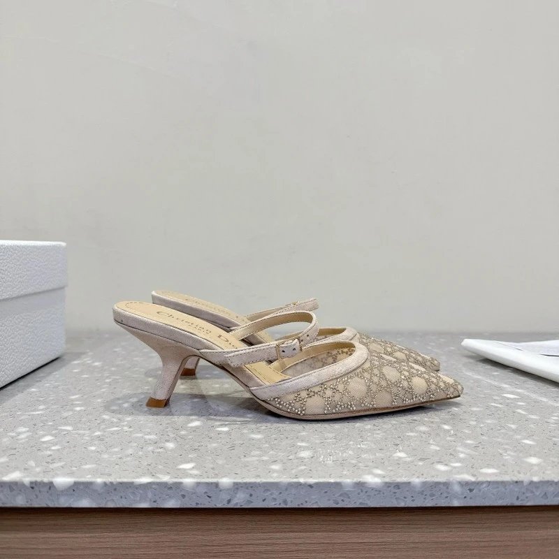 Unbranded High Heels Rhinestone Mesh Pointed-Toe Kitten — 6