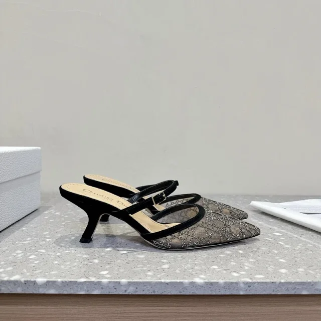 Unbranded High Heels Rhinestone Mesh Pointed-Toe Kitten product detail image 5