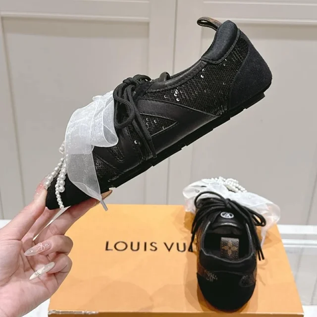 Louis Vuitton Sneakers Sneakerina ballet with ribbon laces and pearl embellishment product detail image 2