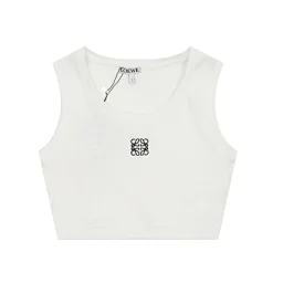 thumbnail for Cropped solid color embroidered small label logo slim sexy base knit vest