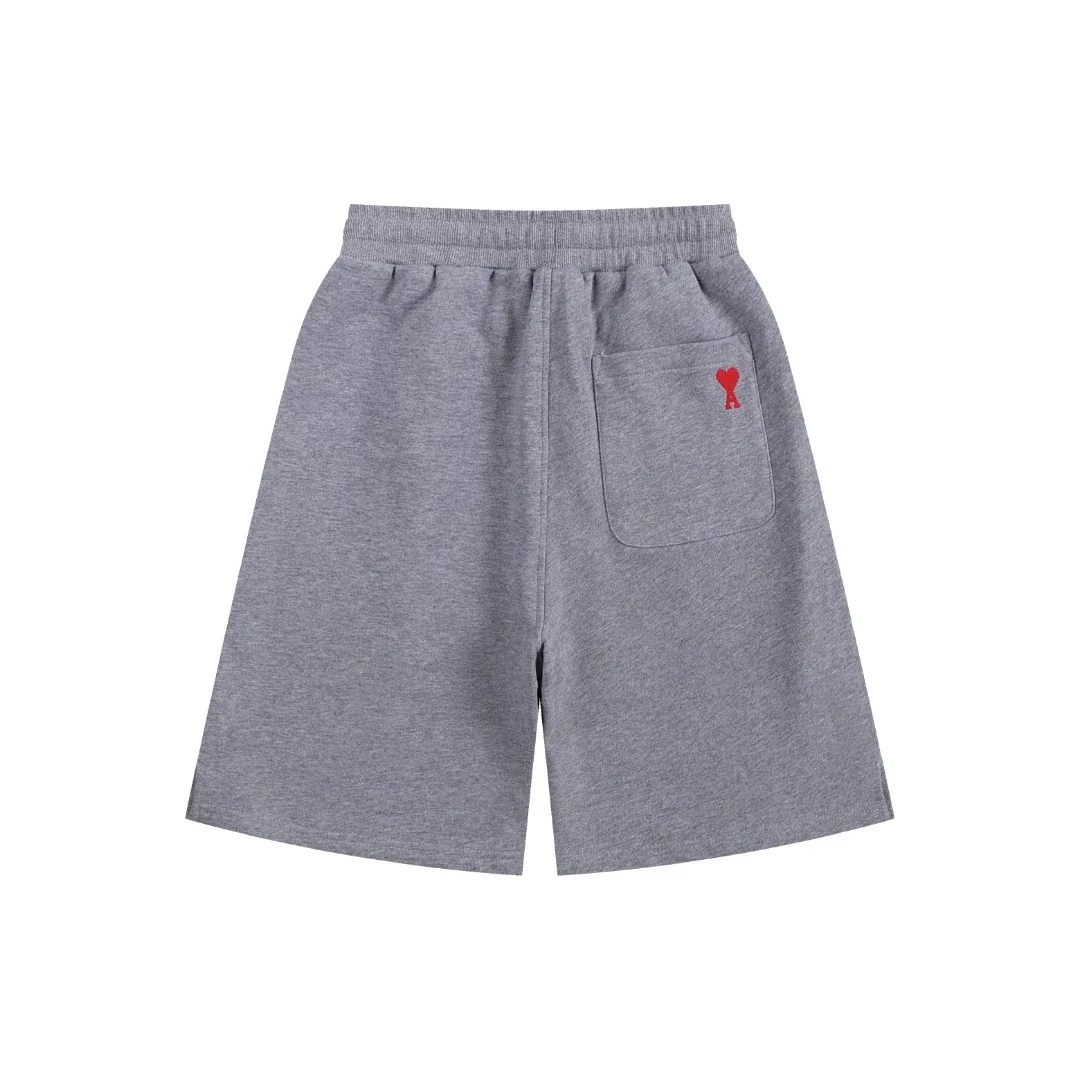 AMI small red heart grey shorts