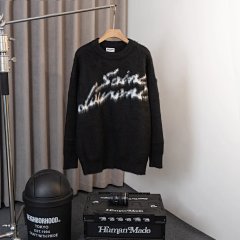 Mohair letter jacquard long sleeved sweater z