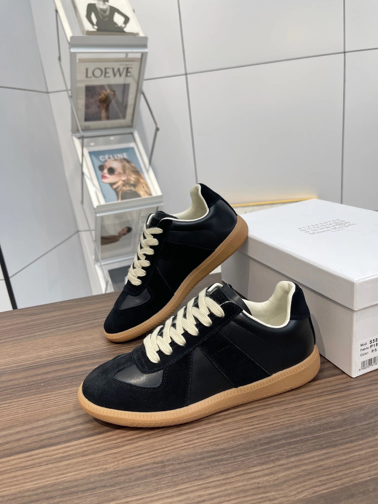 Maison Margiela German Army Black Leather Sneakers