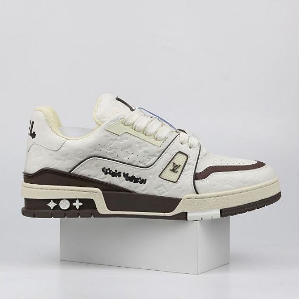 Louis Vuitton LV Trainer Low White Brown Monogram