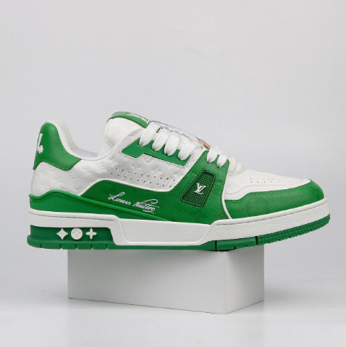 Louis Vuitton LV Trainer Low White Green Suede