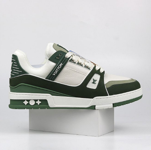 Louis Vuitton LV Trainer Low White Olive Green