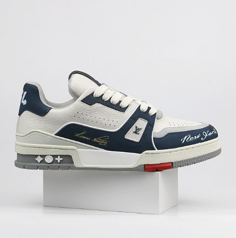 Louis Vuitton LV Trainer Low White Navy Script