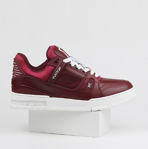 Louis Vuitton LV Trainer Low Burgundy White