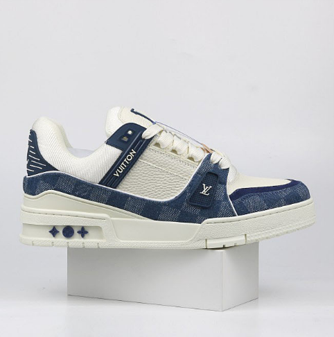 Louis Vuitton LV Trainer Low White Navy Denim
