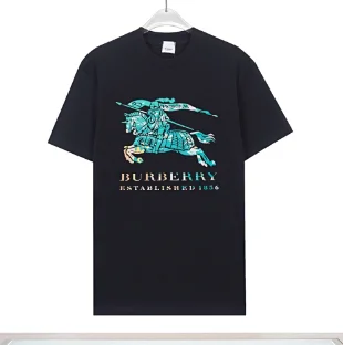 Burberry T-Shirts Short-Sleeve T-Shirt with Check Patch and Equestrian Knight Logo product detail image 9