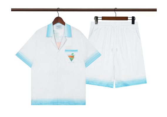 Casablanca Tennis Shirt and Shorts Set White with Blue Red Trim Casual Set product detail 12 in Litbuy spreadsheet finds