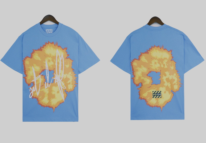 Off-White x Denim Tears Abloh Flame Explosion Tee Blue