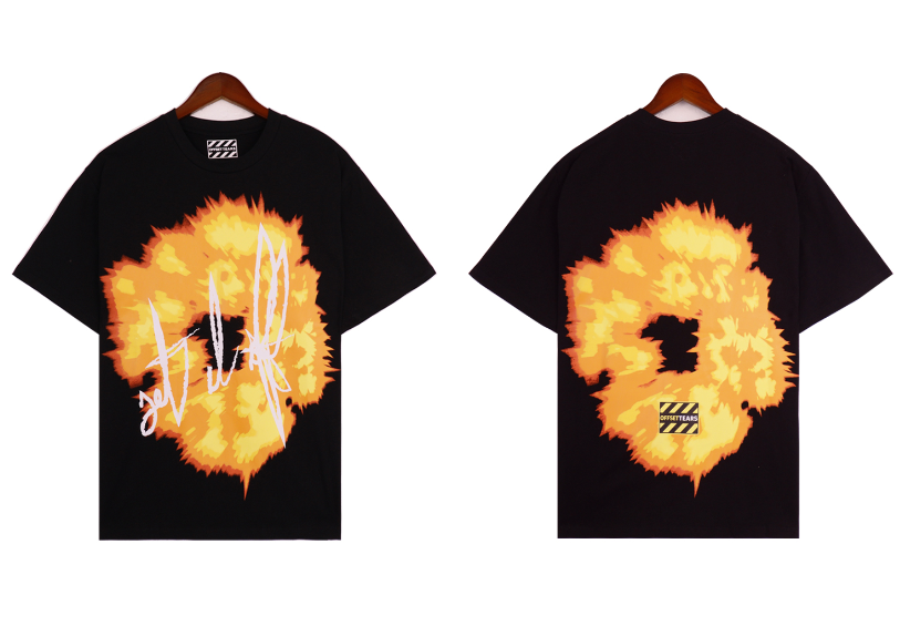 Off-White x Denim Tears Abloh Flame Explosion Tee Black