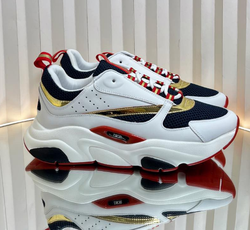 Dior B22 Sneaker White Navy Red Gold