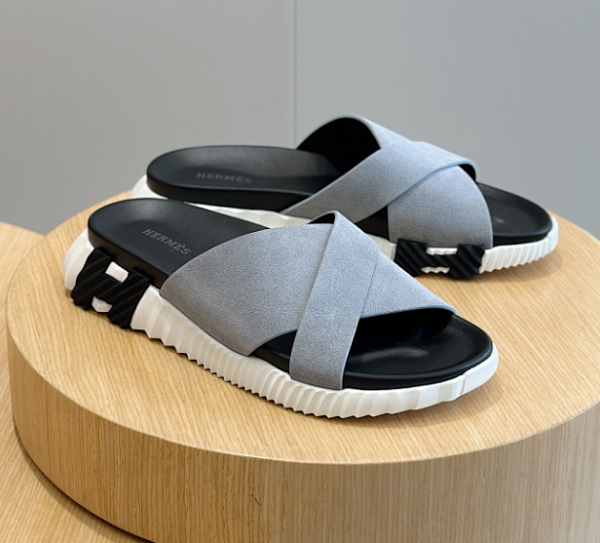 Hermès Oran Slide Gray Suede and Rubber Sandals Slippers product listing in Litbuy spreadsheet finds