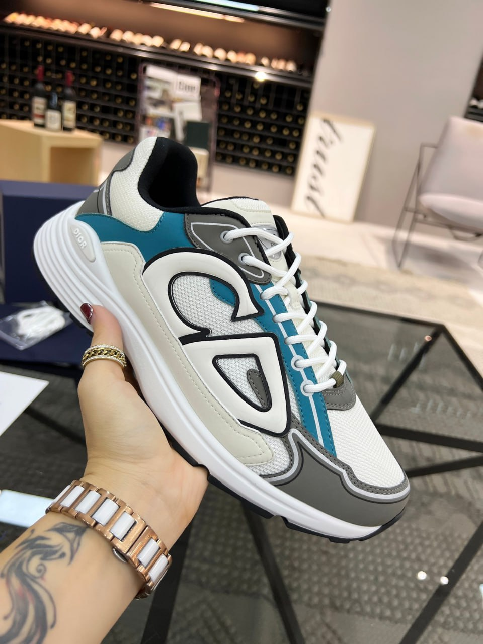 Dior B9S Sneaker White Gray Teal