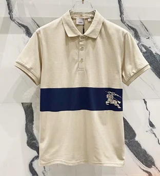Burberry Shirts Short-Sleeve Polo Shirt with Equestrian Knight or B Monogram Embroidery product detail image 10