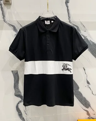 Burberry Shirts Short-Sleeve Polo Shirt with Equestrian Knight or B Monogram Embroidery product detail image 8