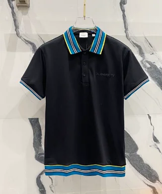 Burberry Shirts Short-Sleeve Polo Shirt with Equestrian Knight or B Monogram Embroidery product detail image 5