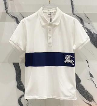 Burberry Shirts Short-Sleeve Polo Shirt with Equestrian Knight or B Monogram Embroidery product detail image 9