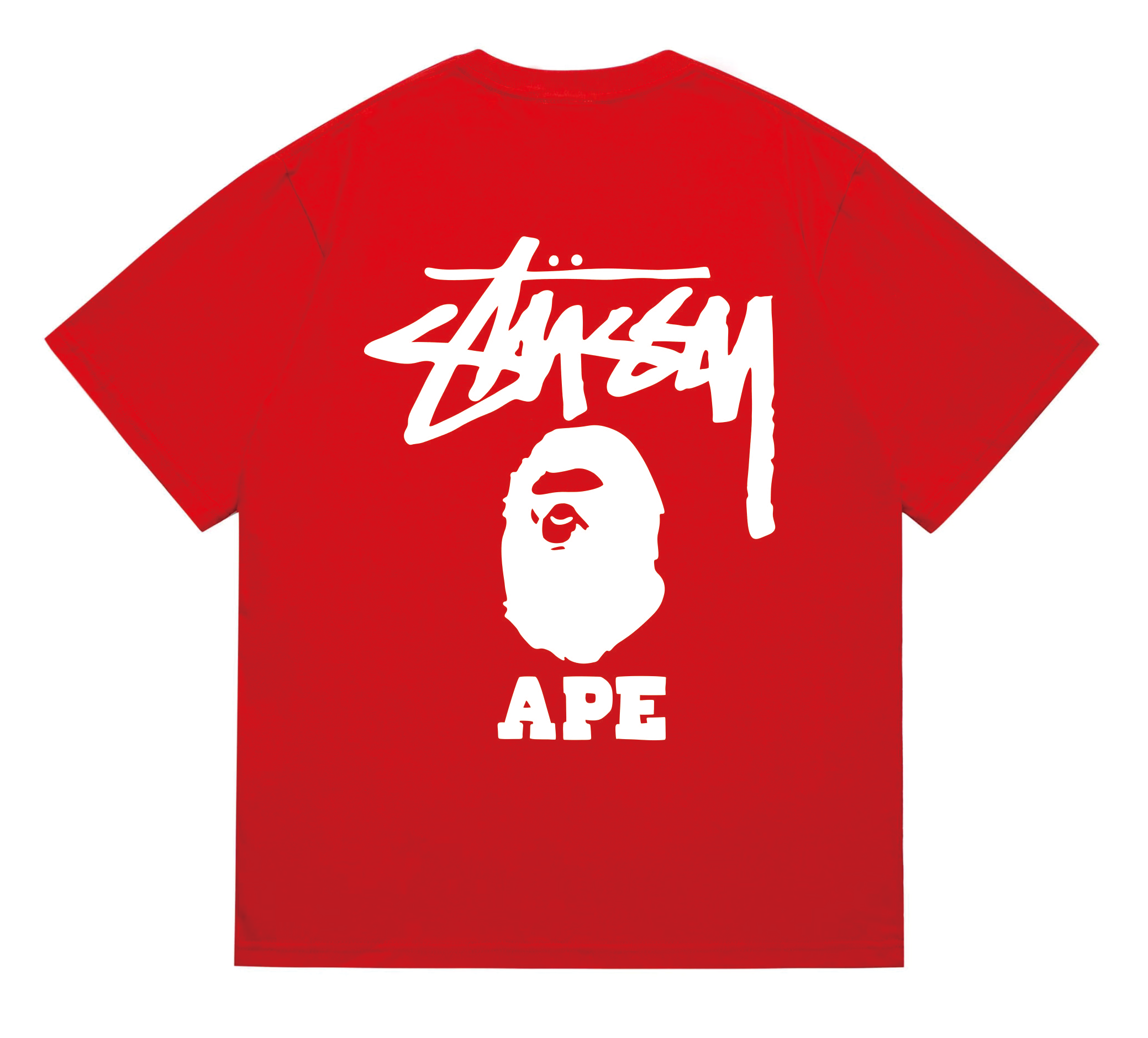 BAPE x Stussy Ape Graphic Tee Red