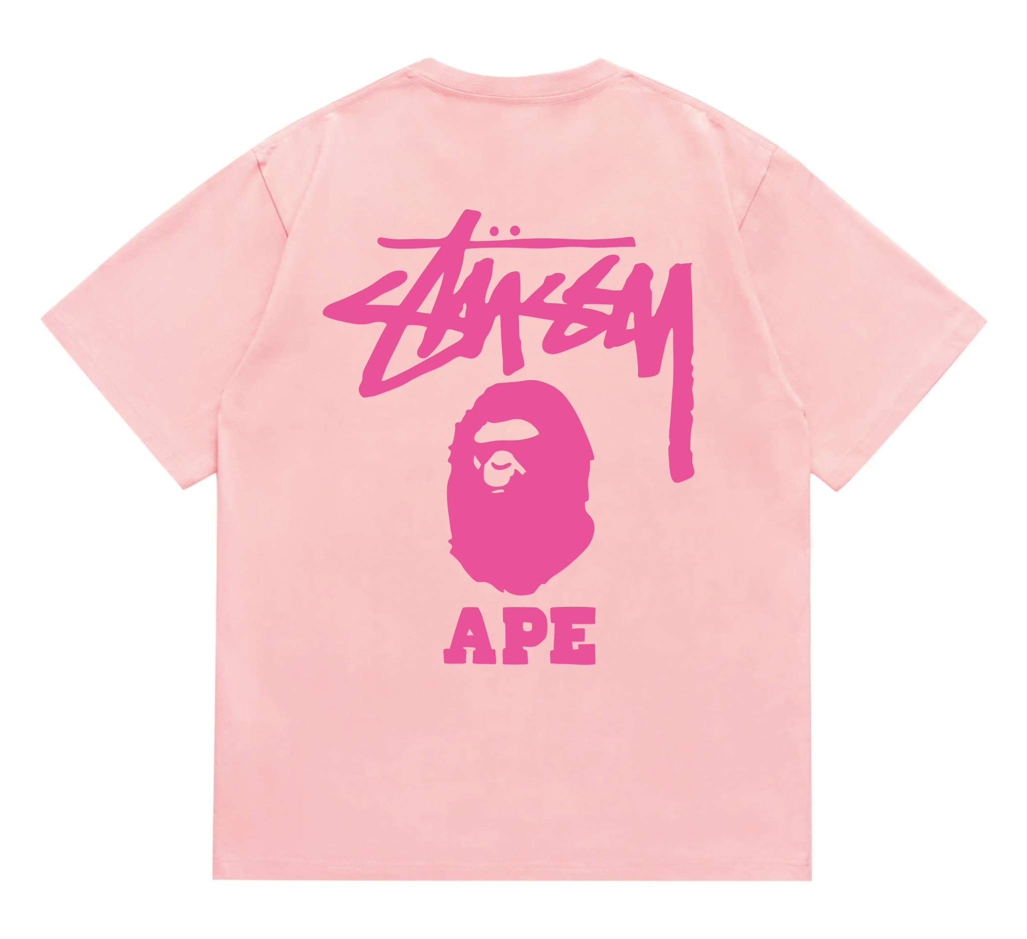 BAPE x Stussy Ape Graphic Tee Pink