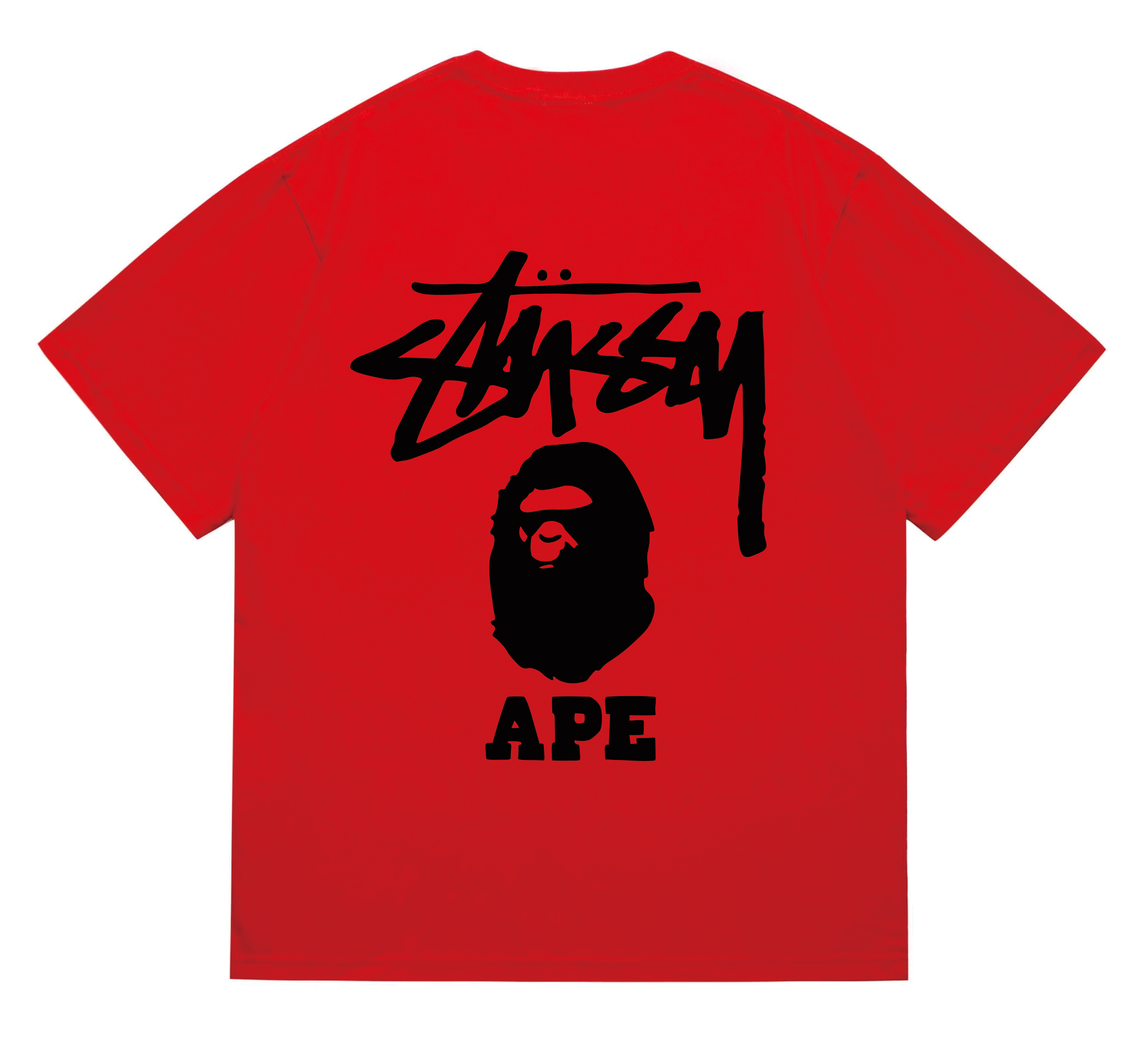 BAPE x Stussy Ape Graphic Tee Red