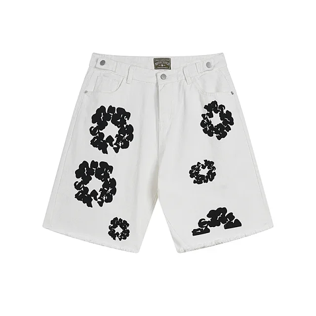 Unbranded Shorts Floral Print Raw-Hem Denim product detail image 6
