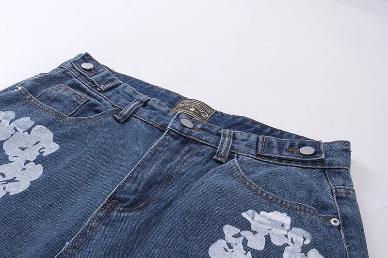 Unbranded Shorts Floral Print Raw-Hem Denim image 7