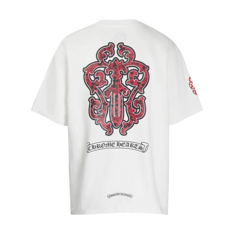 Chrome Hearts Gothic Cross Tee White Red