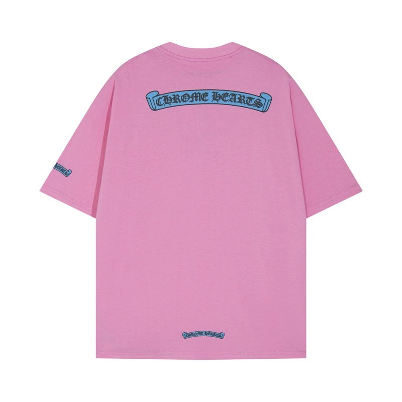Chrome Hearts Scroll Logo Tee Pink Blue
