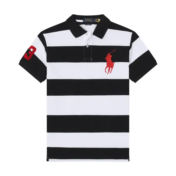 Polo Ralph Lauren Big Pony Stripe Polo Black and White Polo Shirt - 1